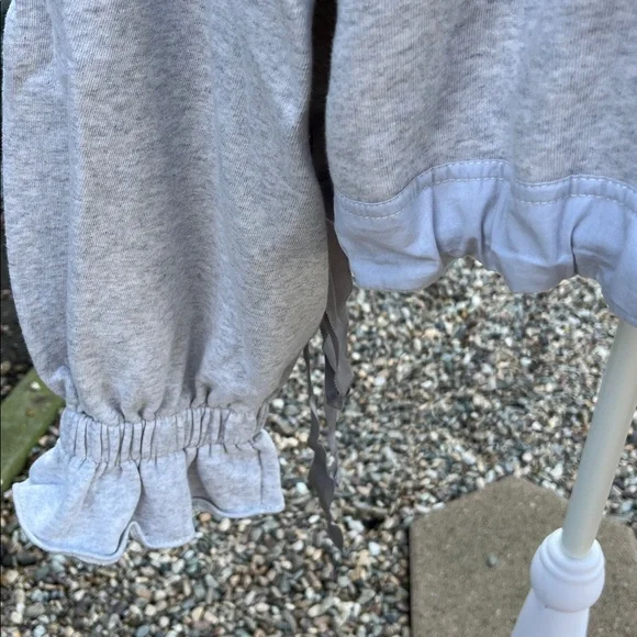 NWT Maeve Big Top Sweatshirt Gray 100% Cotton Ribbon Ties Sweatshirt Roomy XL - Picture 8 of 11